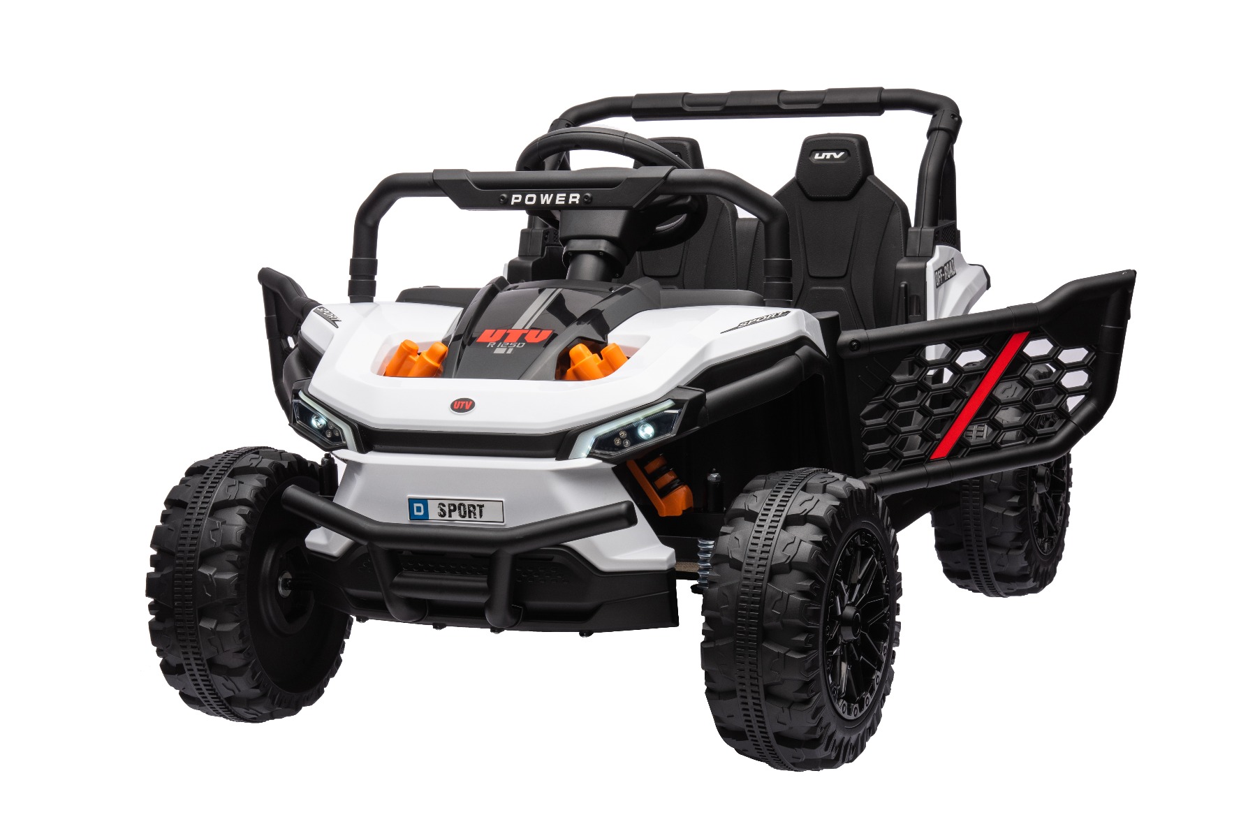 Mașină electrică copii UTV Small 12V, alb, Tracțiune spate, baterie 12V, Roți din plastic, banchetă dublă, Telecomandă 2,4 GHz, Un singur loc, MP3 player cu intrare USB/SD, Lumini LED - imagine 22