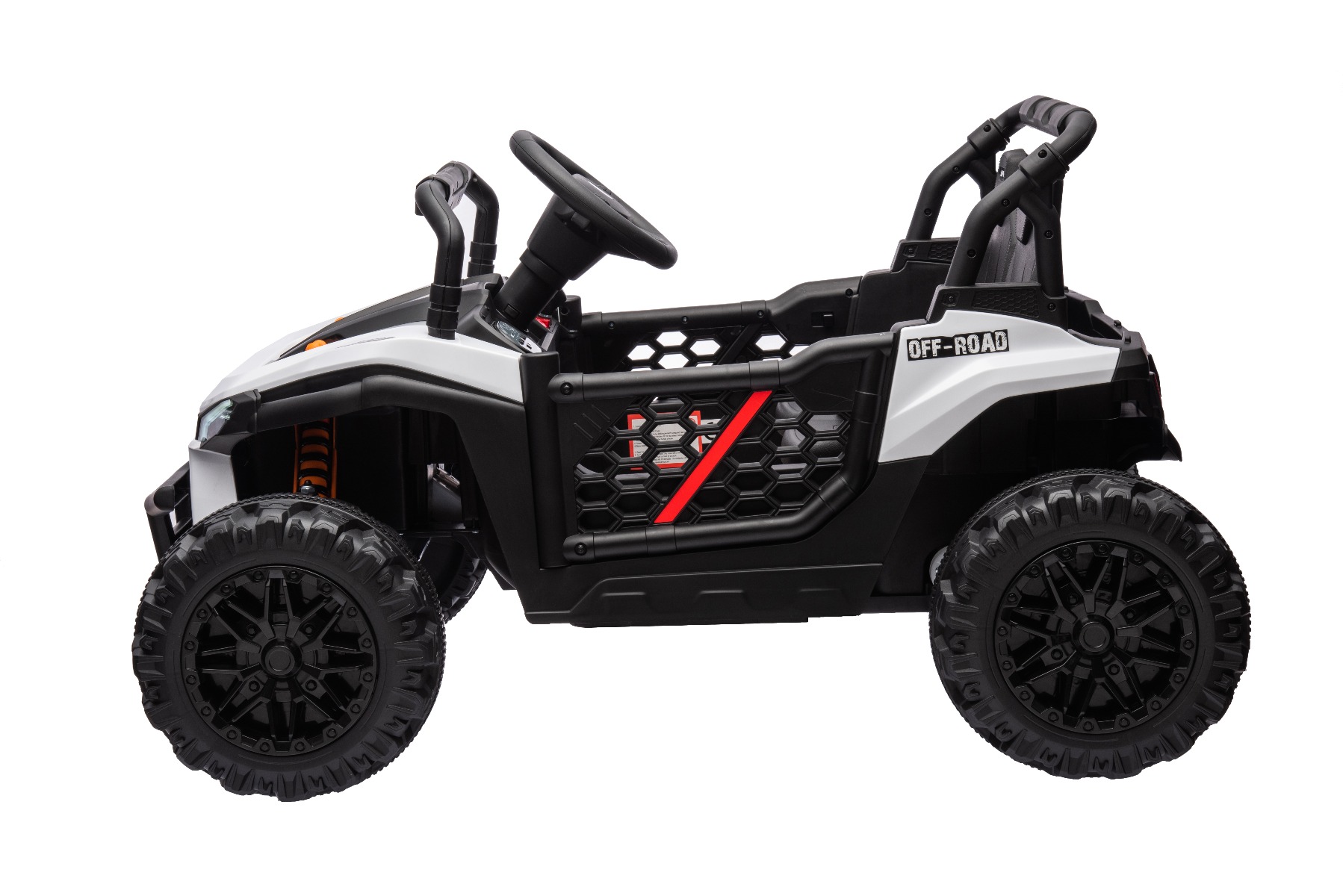 Mașină electrică copii UTV Small 12V, alb, Tracțiune spate, baterie 12V, Roți din plastic, banchetă dublă, Telecomandă 2,4 GHz, Un singur loc, MP3 player cu intrare USB/SD, Lumini LED - imagine 2