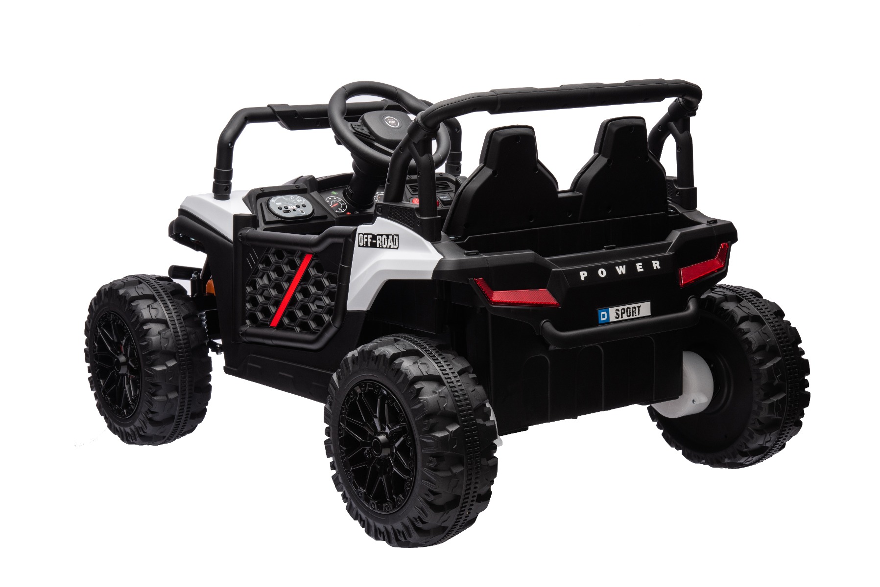 Mașină electrică copii UTV Small 12V, alb, Tracțiune spate, baterie 12V, Roți din plastic, banchetă dublă, Telecomandă 2,4 GHz, Un singur loc, MP3 player cu intrare USB/SD, Lumini LED - imagine 3