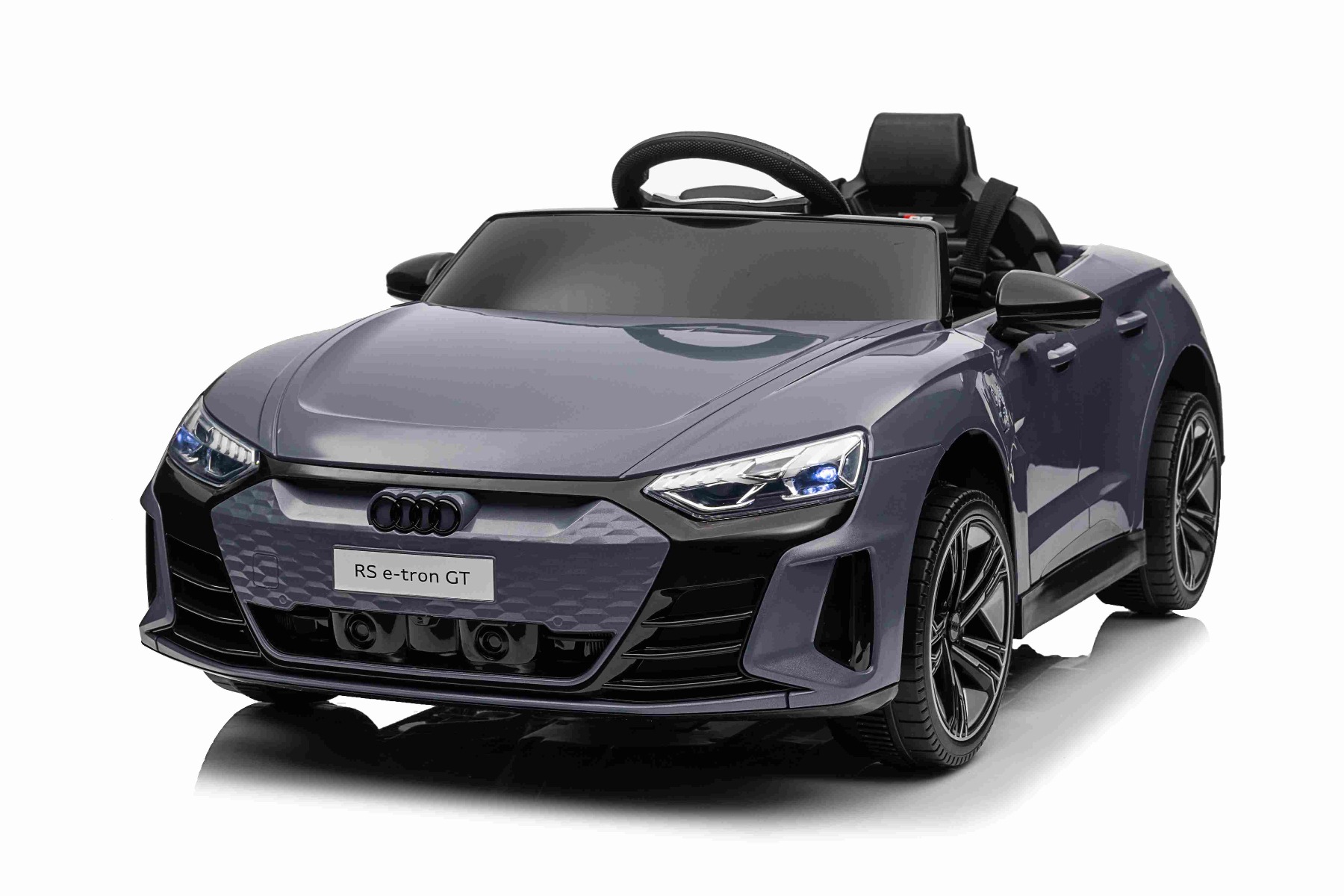Maşinuţa electrica copii Audi RS E-tron GT 12V, gri, scaun lat, telecomandă 2.4 GHz, intrare USB / AUX, Bluetooth, suspensie, baterie litiu, lumini LED, motor 2 x 25W, licență ORIGINALĂ - imagine 6