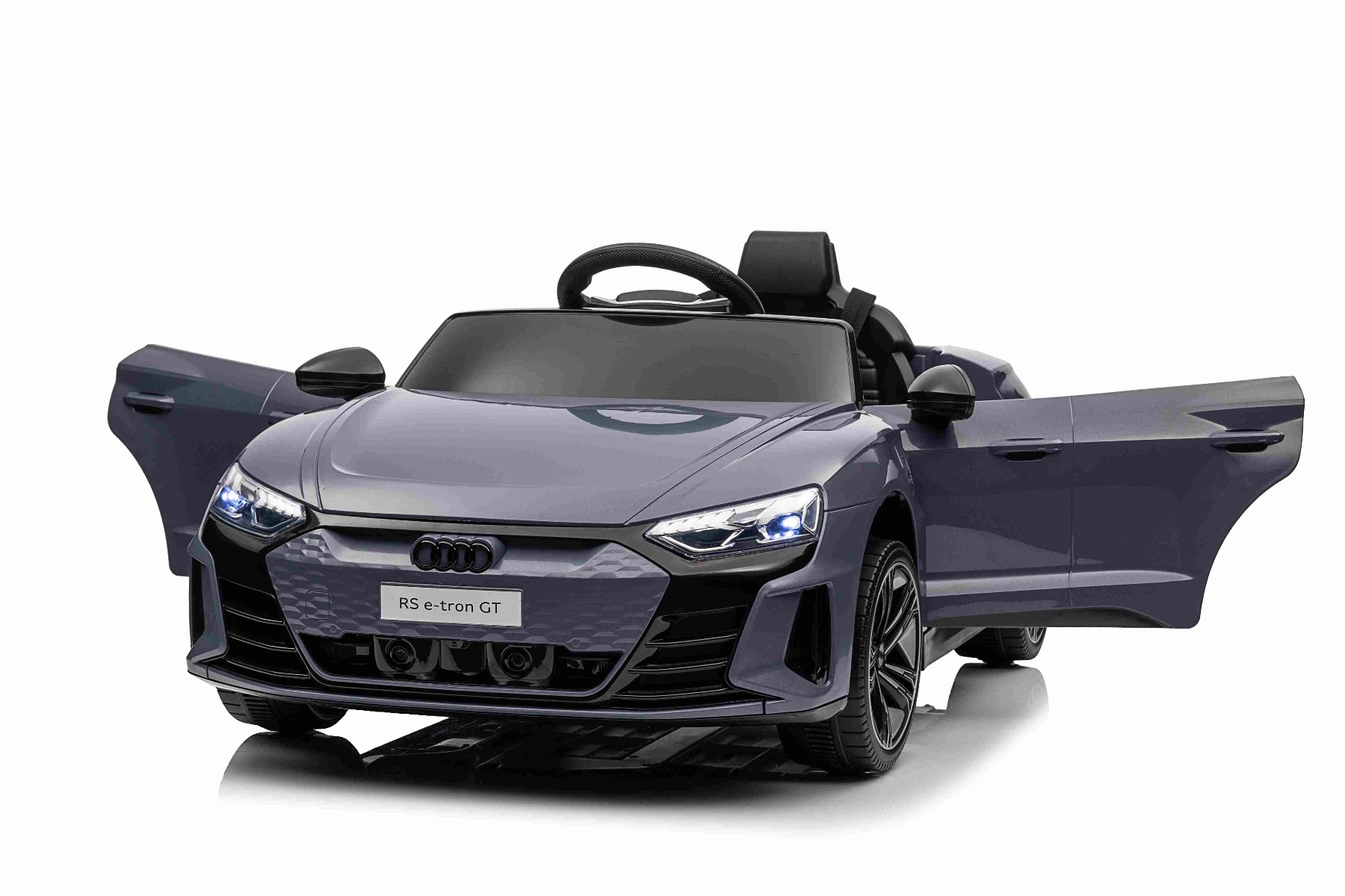 Maşinuţa electrica copii Audi RS E-tron GT 12V, gri, scaun lat, telecomandă 2.4 GHz, intrare USB / AUX, Bluetooth, suspensie, baterie litiu, lumini LED, motor 2 x 25W, licență ORIGINALĂ - imagine 16