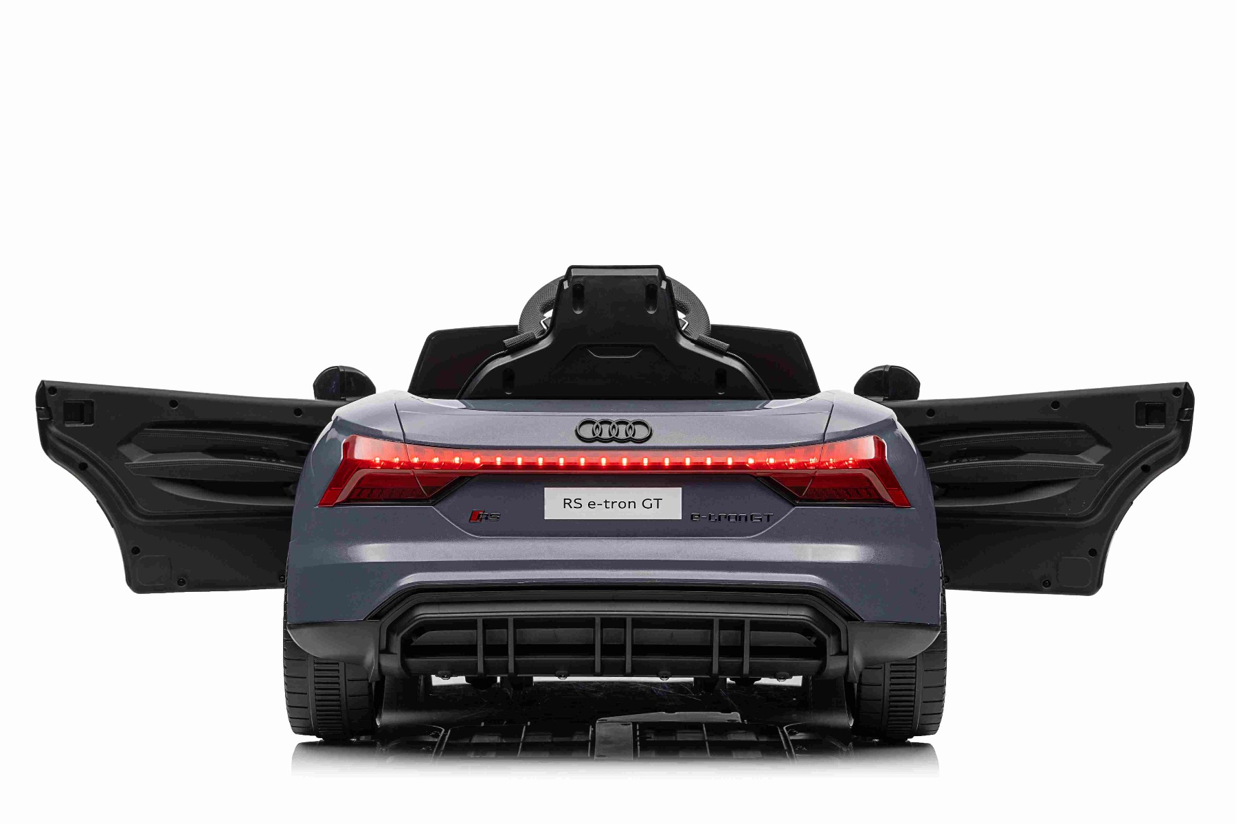 Maşinuţa electrica copii Audi RS E-tron GT 12V, gri, scaun lat, telecomandă 2.4 GHz, intrare USB / AUX, Bluetooth, suspensie, baterie litiu, lumini LED, motor 2 x 25W, licență ORIGINALĂ - imagine 20