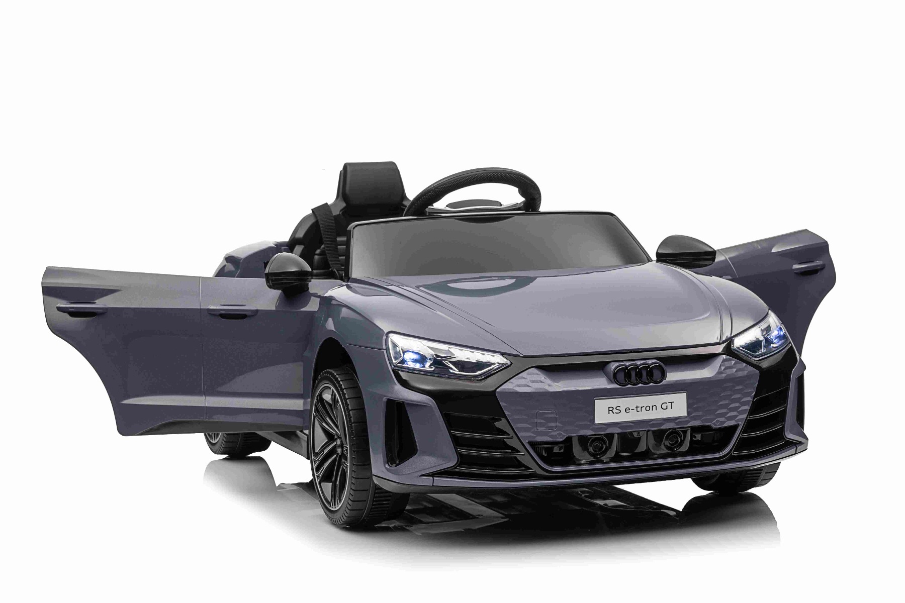 Maşinuţa electrica copii Audi RS E-tron GT 12V, gri, scaun lat, telecomandă 2.4 GHz, intrare USB / AUX, Bluetooth, suspensie, baterie litiu, lumini LED, motor 2 x 25W, licență ORIGINALĂ - imagine 23