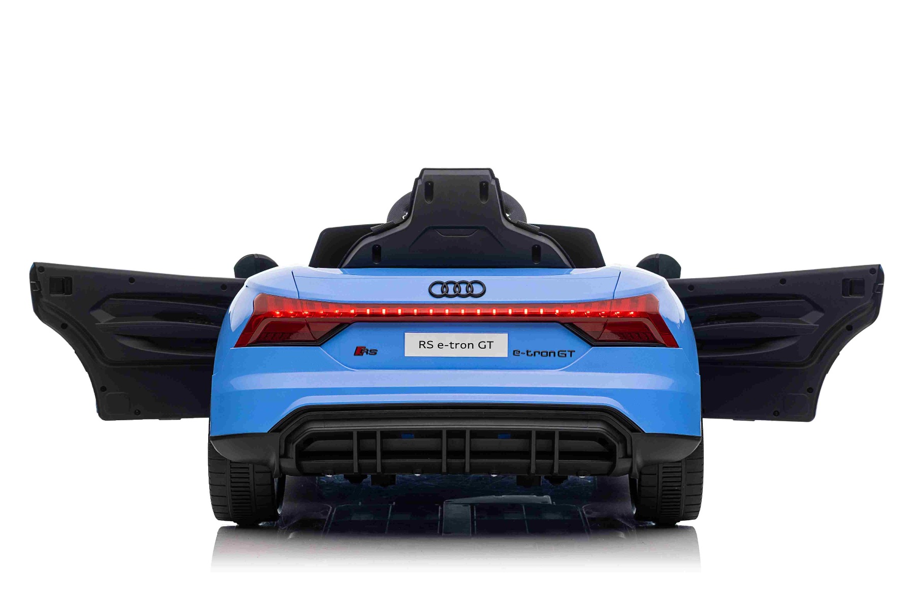 Maşinuţa electrica copii Audi RS E-tron GT 12V, albastru, scaun lat, telecomandă 2.4 GHz, intrare USB / AUX, Bluetooth, suspensie, baterie litiu, lumini LED, motor 2 x 25W, licență ORIGINALĂ - imagine 21