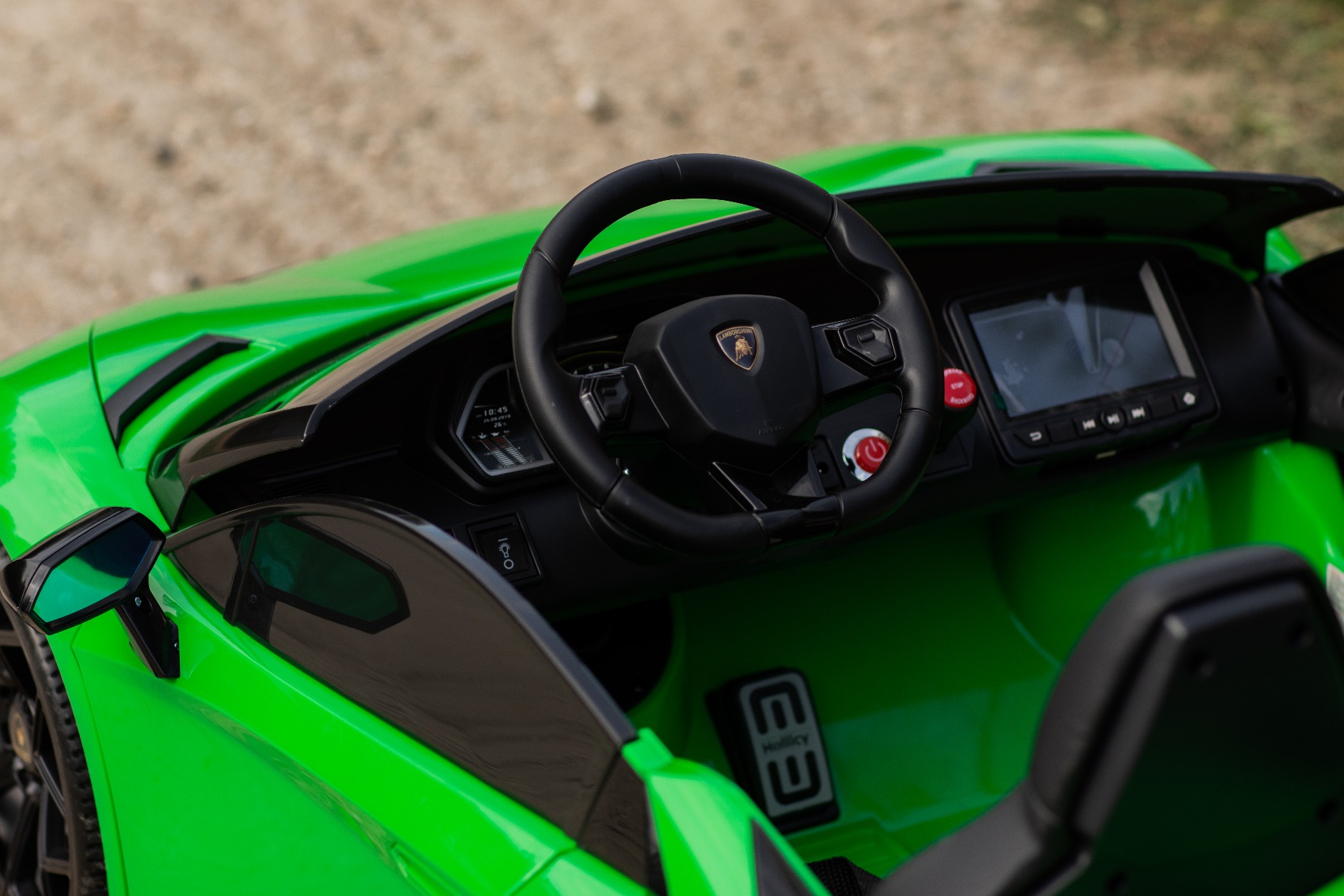 Mașină electrică copii Lamborghini Aventador 24V două locuri, caroserie lăcuită verde, 2.4 GHz DO, scaune moi din PU, afișaj LCD, suspensie, uși cu deschidere verticală, roți EVA moi, MOTOR 2 X 45W, licență ORIGINALĂ - imagine 20