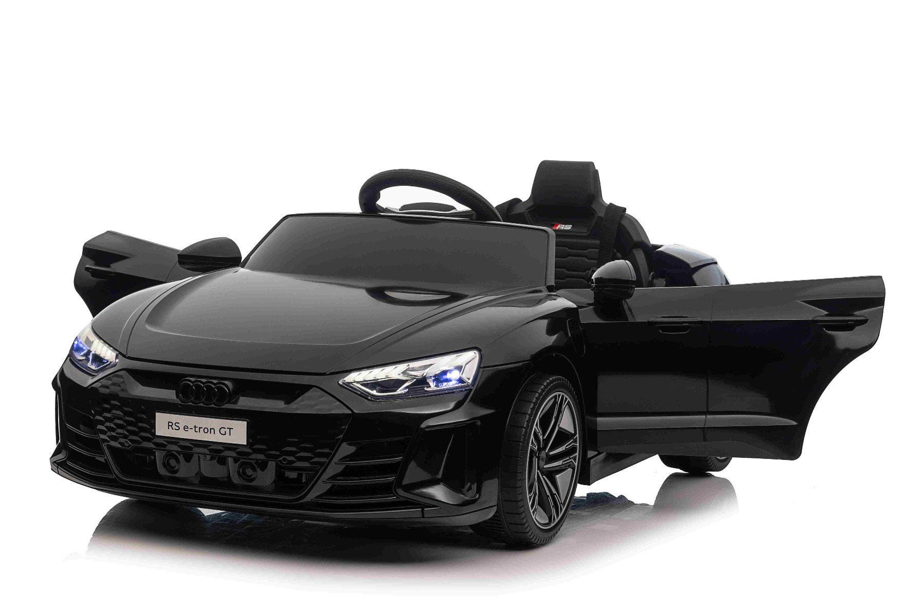 Maşinuţa electrica copii Audi RS E-tron GT 12V, negru, scaun lat, telecomandă 2.4 GHz, intrare USB / AUX, Bluetooth, suspensie, baterie litiu, lumini LED, motor 2 x 25W, licență ORIGINALĂ - imagine 11
