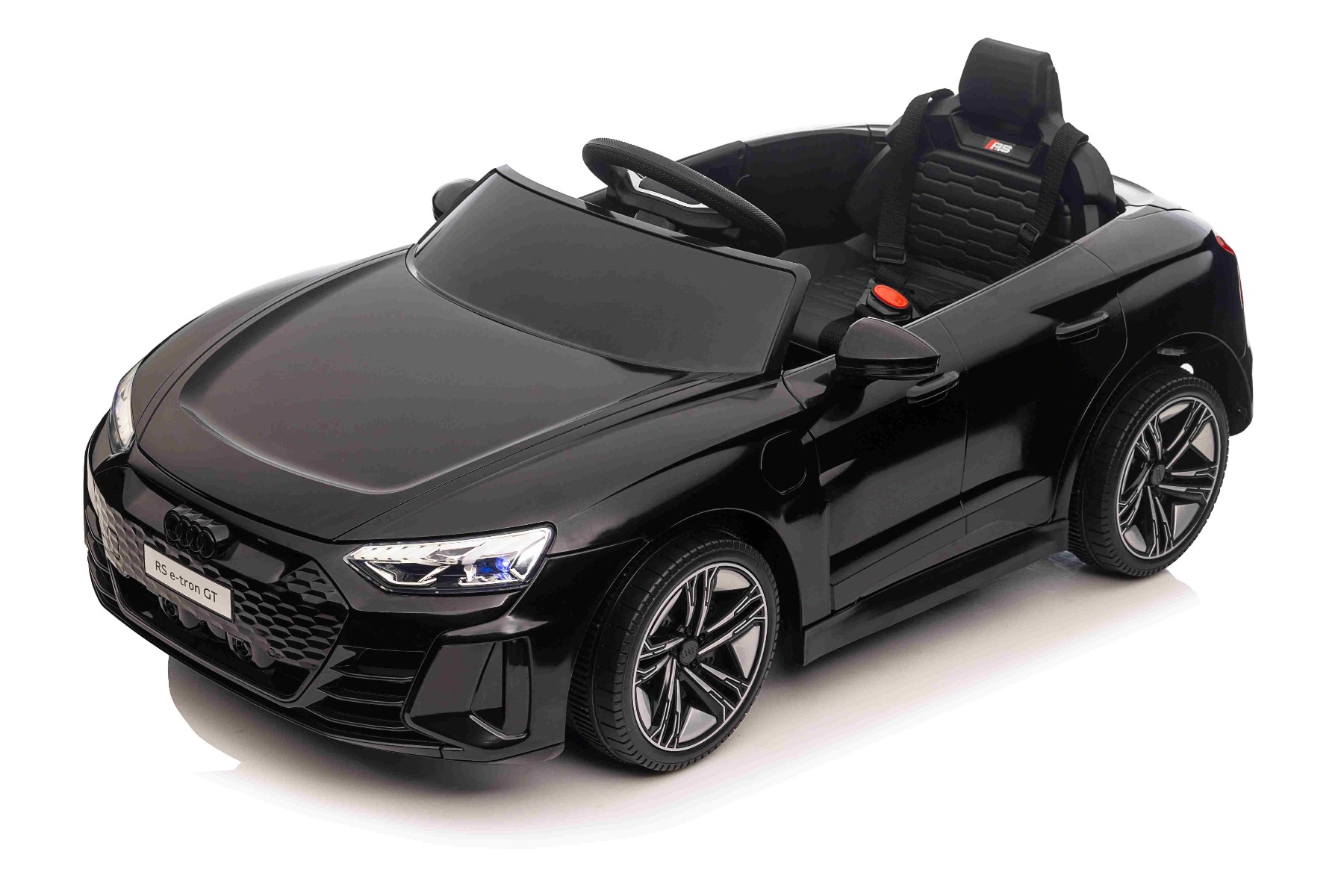 Maşinuţa electrica copii Audi RS E-tron GT 12V, negru, scaun lat, telecomandă 2.4 GHz, intrare USB / AUX, Bluetooth, suspensie, baterie litiu, lumini LED, motor 2 x 25W, licență ORIGINALĂ