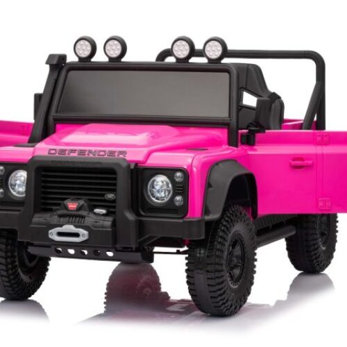 Maşinuţa electrica copii Land Rover Defender 110 SVX 12V, roz, tracțiune 4X4, lumini LED, suspensii față și spate, telecomandă 2.4 GHz, intrare USB/Aux, Bluetooth, baterie litiu, motor 4 X 25W, licență ORIGINALĂ