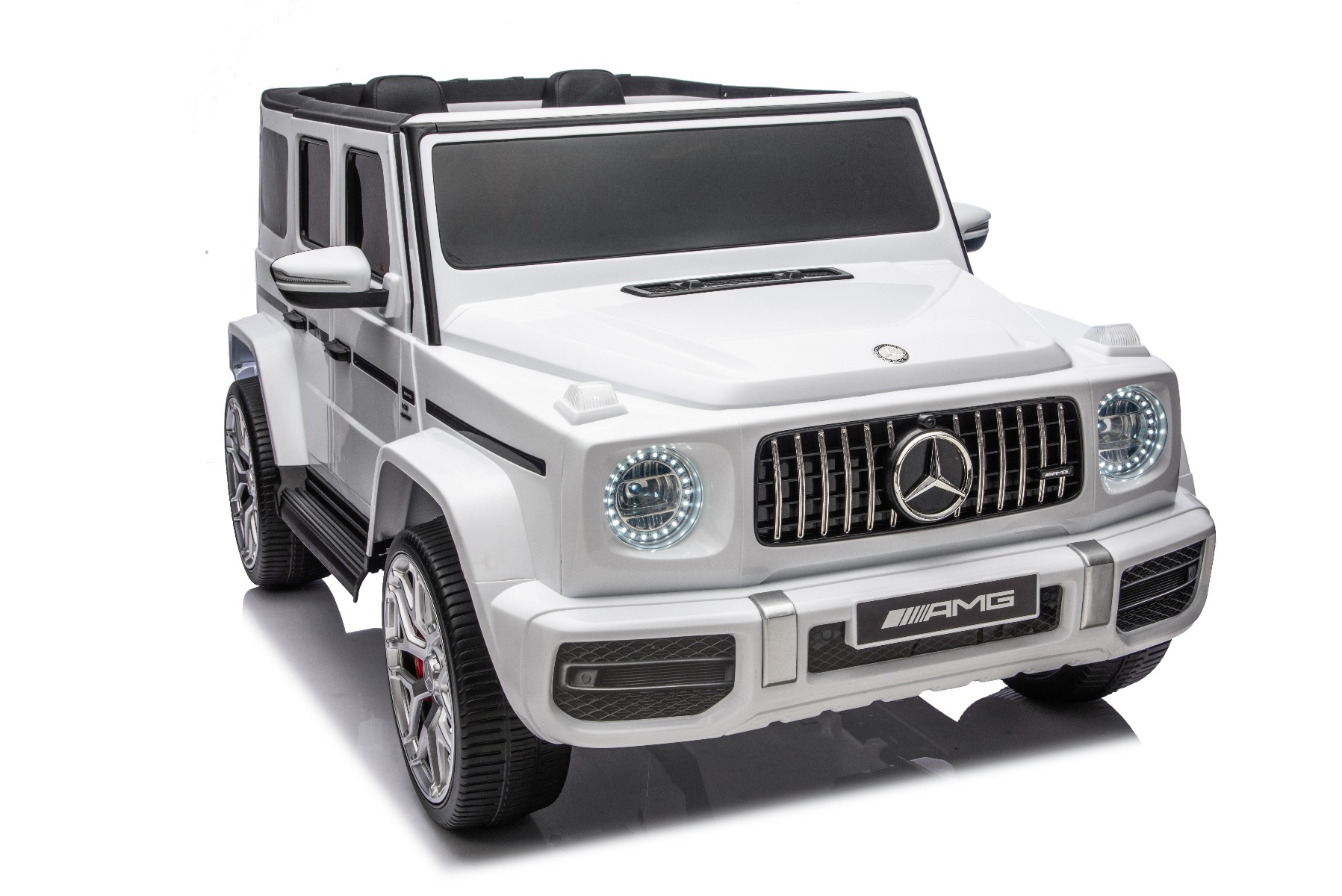 Mașină electrică de jucărie Mercedes-Benz G63 AMG 4x4 cu două locuri, alb, player MP3 cu conexiune USB/AUX și Bluetooth, tractiune 4x4, baterie litiu, roti EVA cu suspensie, scaune din piele artificială, telecomandă, licentă originală - imagine 30