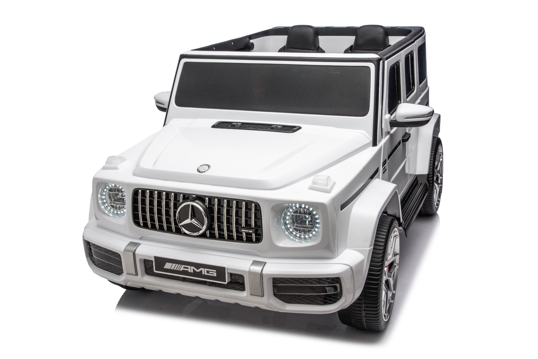 Mașină electrică de jucărie Mercedes-Benz G63 AMG 4x4 cu două locuri, alb, player MP3 cu conexiune USB/AUX și Bluetooth, tractiune 4x4, baterie litiu, roti EVA cu suspensie, scaune din piele artificială, telecomandă, licentă originală - imagine 31