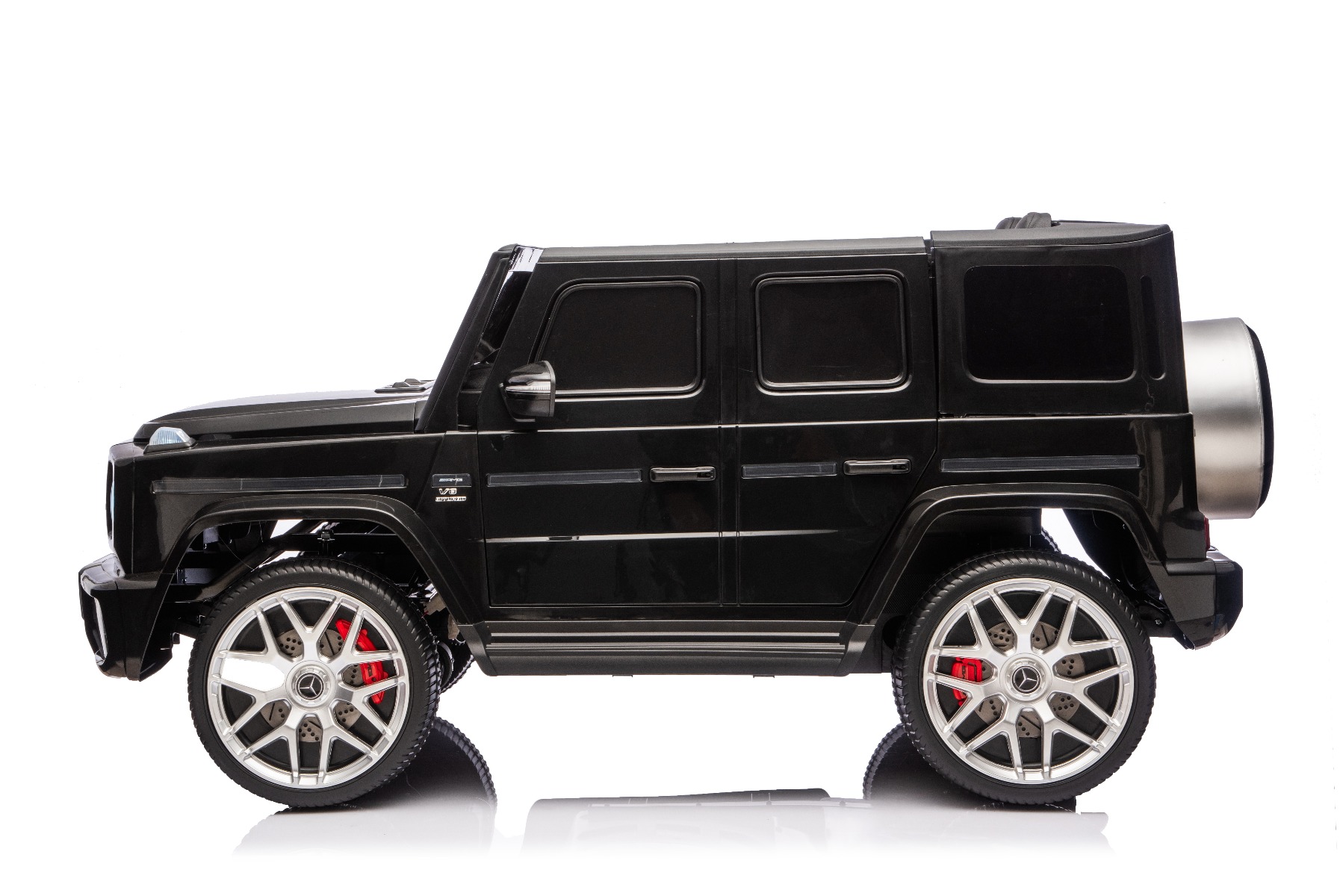Mașină electrică de jucărie Mercedes-Benz G63 AMG 4x4 cu două locuri, negru, player MP3 cu conexiune USB/AUX și Bluetooth, tracțiune 4x4, baterie litiu, roți EVA cu suspensie, scaune din piele artificială, telecomandă, licență originală - imagine 10