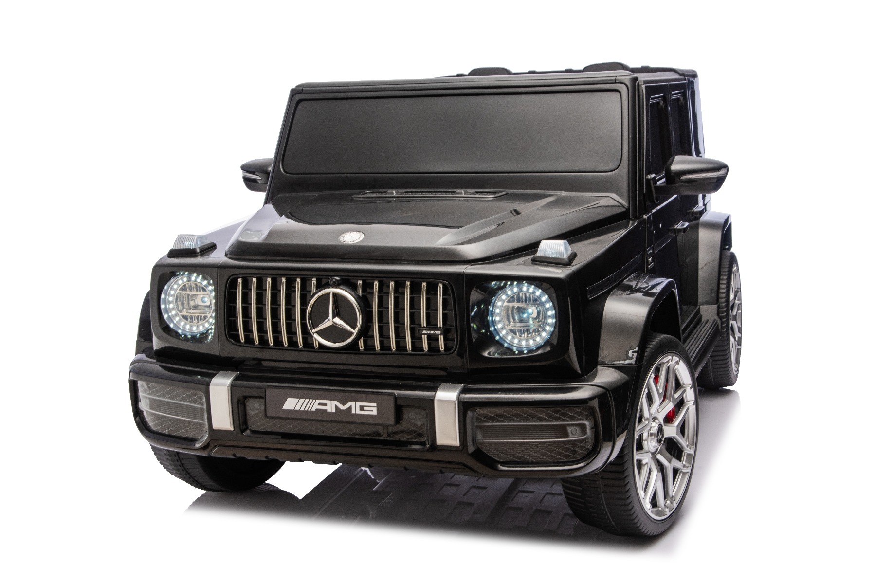 Mașină electrică de jucărie Mercedes-Benz G63 AMG 4x4 cu două locuri, negru, player MP3 cu conexiune USB/AUX și Bluetooth, tracțiune 4x4, baterie litiu, roți EVA cu suspensie, scaune din piele artificială, telecomandă, licență originală - imagine 35
