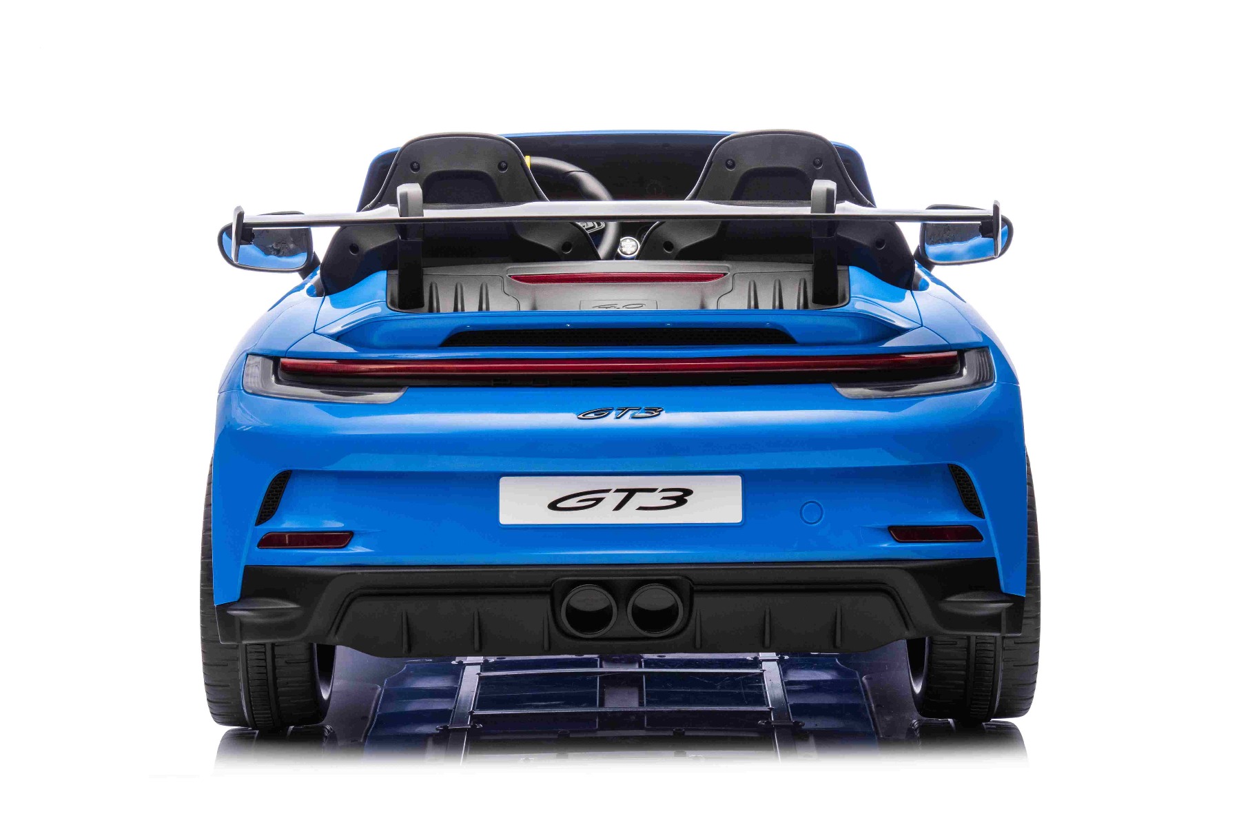 Mașină electrică copii Porsche 911 GT3 24V cu tracțiune 4x4, albastru, scaun cu două locuri, telecomandă 2.4 GHz, intrare USB/AUX, motoare 200W, suspensie, baterie litiu, lumini LED față și spate, licență ORIGINALĂ - imagine 3