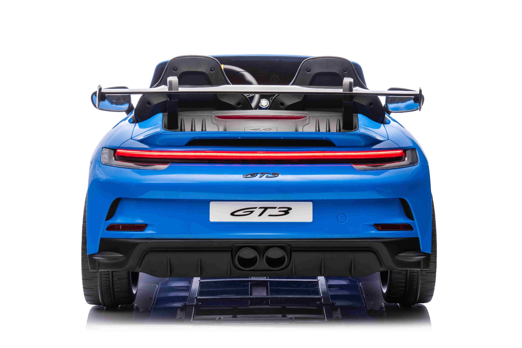 Mașină electrică copii Porsche 911 GT3 24V cu tracțiune 4x4, albastru, scaun cu două locuri, telecomandă 2.4 GHz, intrare USB/AUX, motoare 200W, suspensie, baterie litiu, lumini LED față și spate, licență ORIGINALĂ - imagine 6