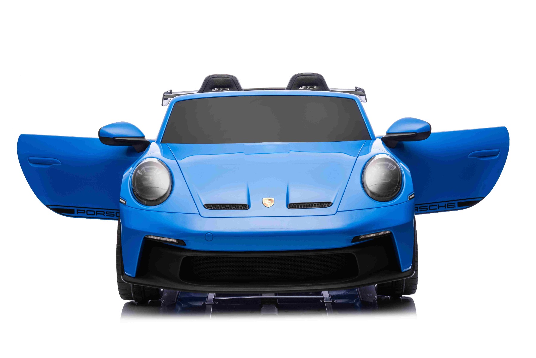Mașină electrică copii Porsche 911 GT3 24V cu tracțiune 4x4, albastru, scaun cu două locuri, telecomandă 2.4 GHz, intrare USB/AUX, motoare 200W, suspensie, baterie litiu, lumini LED față și spate, licență ORIGINALĂ - imagine 7