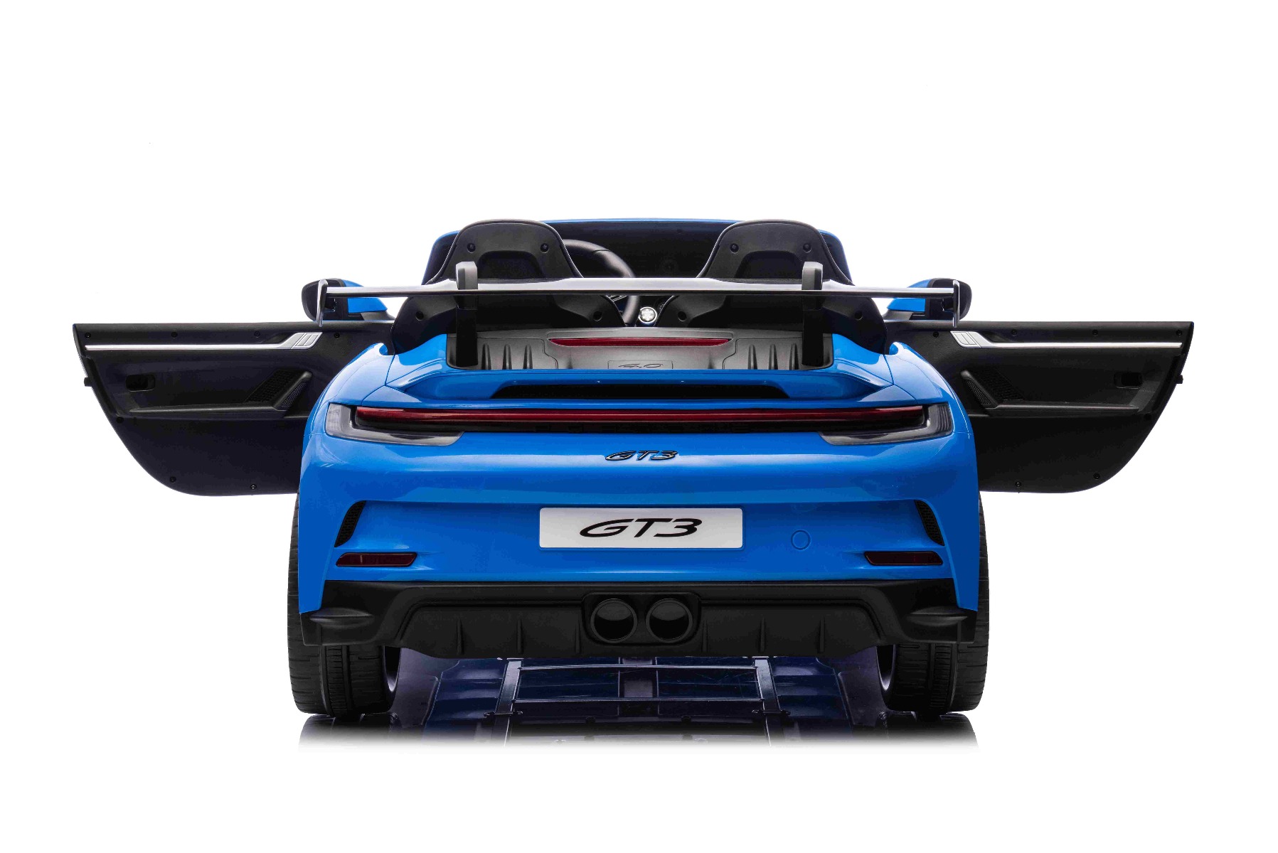 Mașină electrică copii Porsche 911 GT3 24V cu tracțiune 4x4, albastru, scaun cu două locuri, telecomandă 2.4 GHz, intrare USB/AUX, motoare 200W, suspensie, baterie litiu, lumini LED față și spate, licență ORIGINALĂ - imagine 8