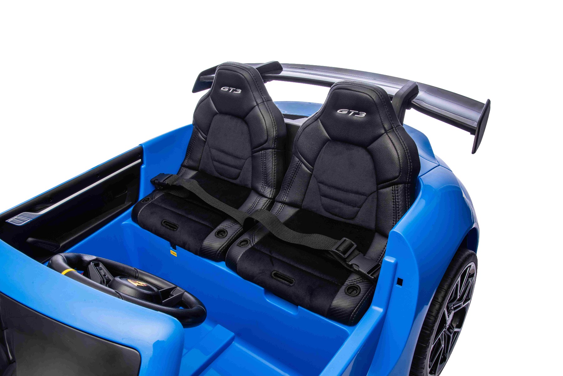 Mașină electrică copii Porsche 911 GT3 24V cu tracțiune 4x4, albastru, scaun cu două locuri, telecomandă 2.4 GHz, intrare USB/AUX, motoare 200W, suspensie, baterie litiu, lumini LED față și spate, licență ORIGINALĂ - imagine 13