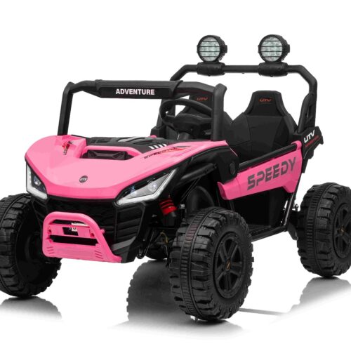 Maşinuţa electrica copii T-REX Ride 4×4 cu două locuri 24V, roz, player MP3 cu intrare USB/AUX, acționare 4×4, baterie litiu, suspensie, telecomandă, lumini LED