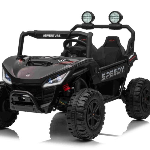 Maşinuţa electrica copii T-REX Ride 4×4 cu două locuri 24V, negru, player MP3 cu intrare USB/AUX, acționare 4×4, baterie litiu, suspensie, telecomandă, lumini LED