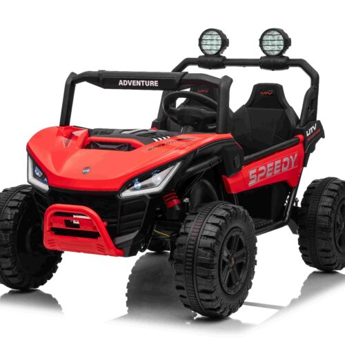 Maşinuţa electrica copii T-REX Ride 4×4 cu două locuri 24V, roșu, player MP3 cu intrare USB/AUX, acționare 4×4, baterie litiu, suspensie, telecomandă, lumini LED
