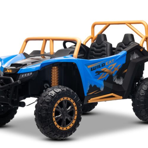 ATV electric Arctic CAT XXL 4×4 24V, albastru, cu două locuri, roți EVA moi, motoare puternice, baterie litiu, player MP3 cu Bluetooth, ax spate cu arcuri, scaune din piele artificială, licență originală