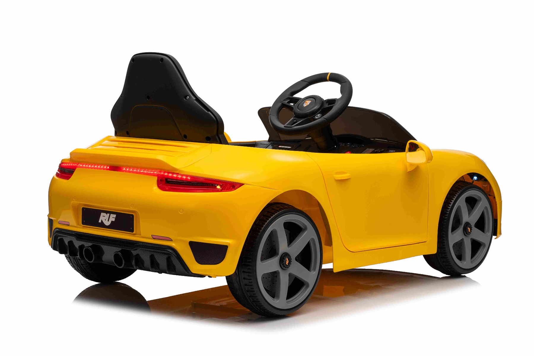 Mașină electrică copii RUF GT 12V, galben, Uși care se deschid, Telecomandă 2.4 GHz, Lumini LED față și spate, Intrare USB/Aux, Baterie litiu, Motor 2 X 35W, Licență ORIGINALĂ - imagine 14
