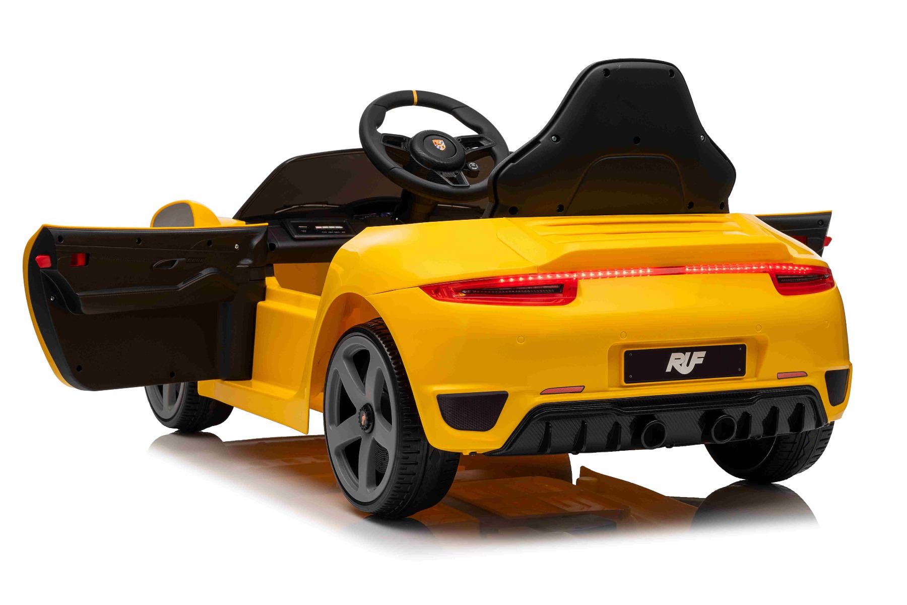 Mașină electrică copii RUF GT 12V, galben, Uși care se deschid, Telecomandă 2.4 GHz, Lumini LED față și spate, Intrare USB/Aux, Baterie litiu, Motor 2 X 35W, Licență ORIGINALĂ - imagine 23