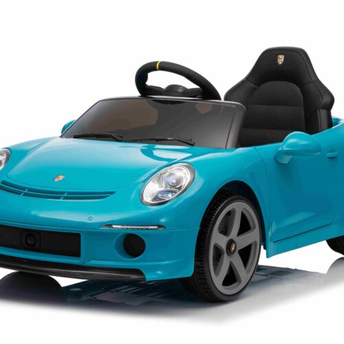 Mașină electrică copii RUF GT 12V, albastru, Uși care se deschid, Telecomandă 2.4 GHz, Lumini LED față și spate, Intrare USB/Aux, Baterie litiu, Motor 2 X 35W, Licență ORIGINALĂ