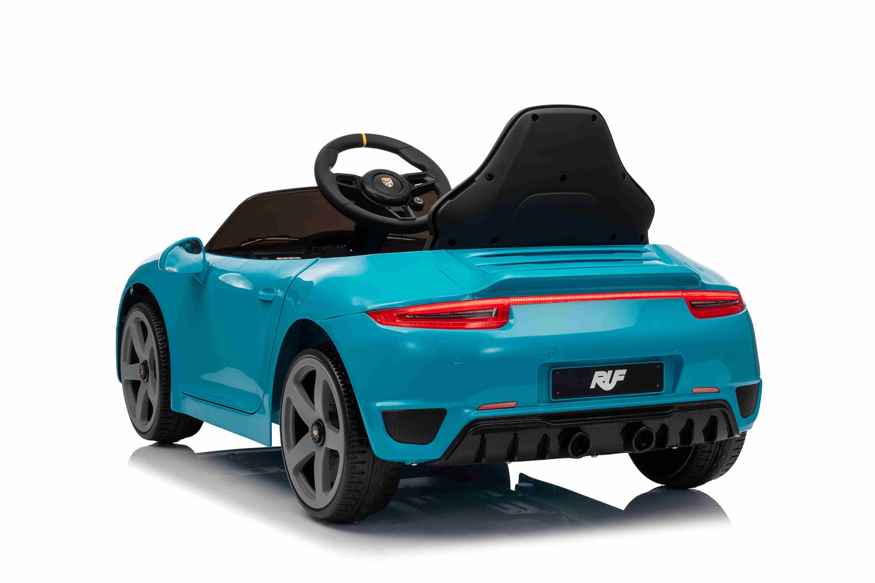 Mașină electrică copii RUF GT 12V, albastru, Uși care se deschid, Telecomandă 2.4 GHz, Lumini LED față și spate, Intrare USB/Aux, Baterie litiu, Motor 2 X 35W, Licență ORIGINALĂ - imagine 4