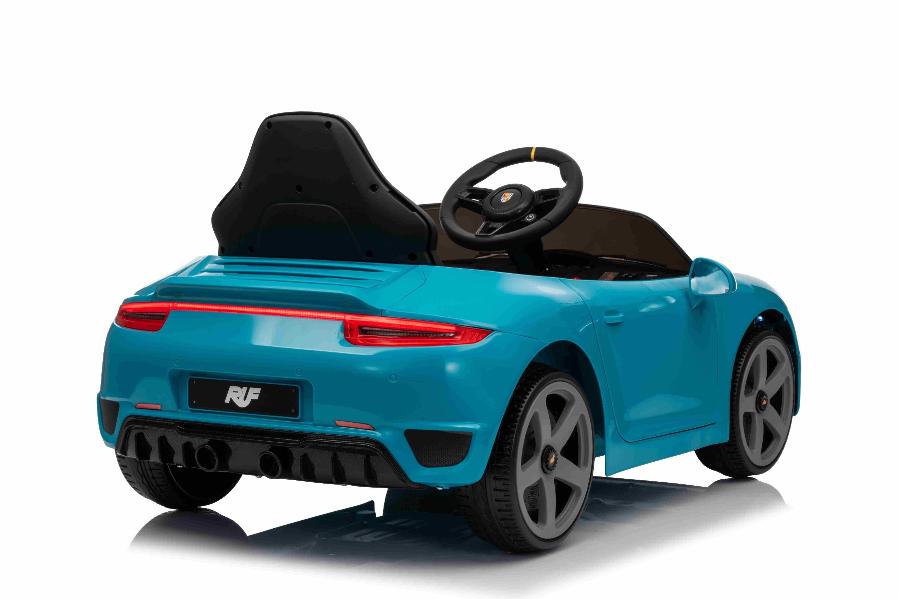 Mașină electrică copii RUF GT 12V, albastru, Uși care se deschid, Telecomandă 2.4 GHz, Lumini LED față și spate, Intrare USB/Aux, Baterie litiu, Motor 2 X 35W, Licență ORIGINALĂ - imagine 6