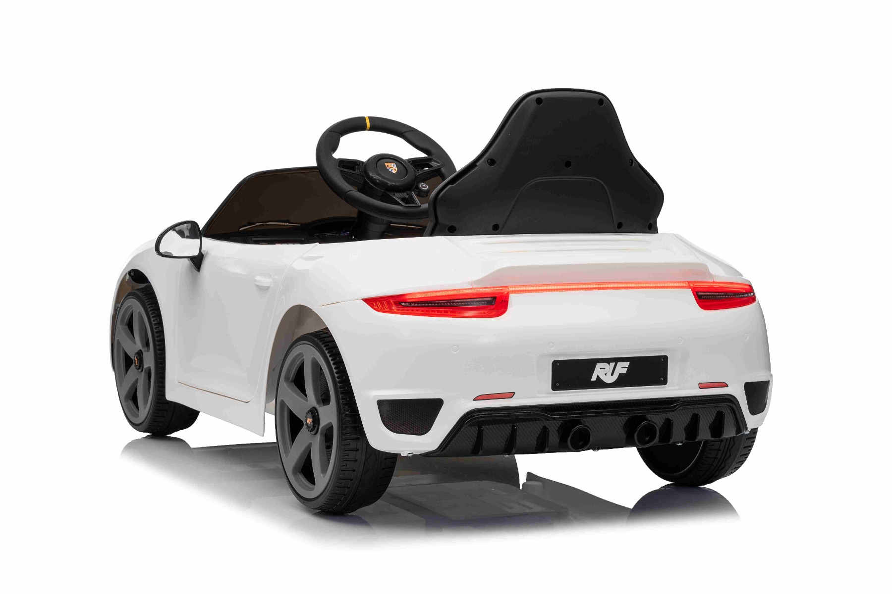Mașină electrică copii RUF GT 12V, alb, Uși care se deschid, Telecomandă 2.4 GHz, Lumini LED față și spate, Intrare USB/Aux, Baterie litiu, Motor 2 X 35W, Licență ORIGINALĂ - imagine 4
