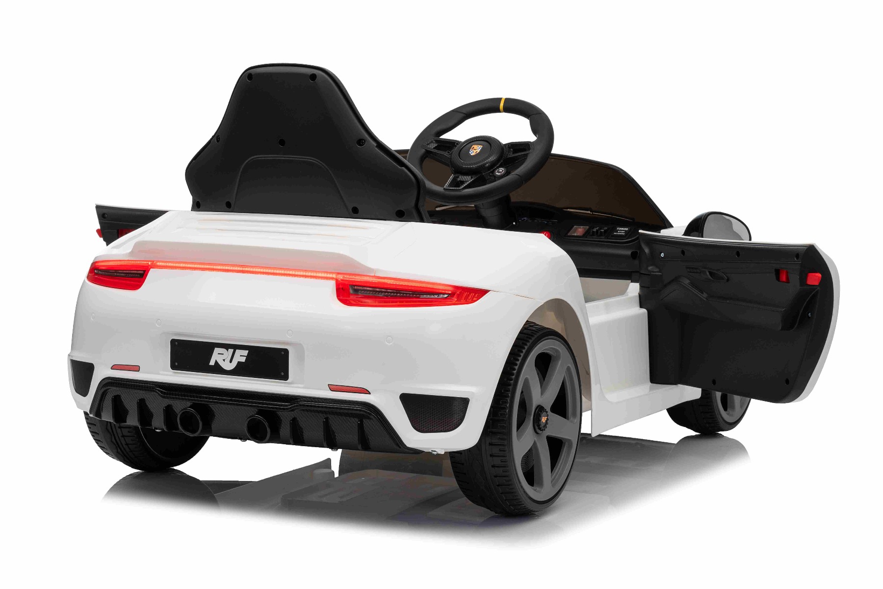 Mașină electrică copii RUF GT 12V, alb, Uși care se deschid, Telecomandă 2.4 GHz, Lumini LED față și spate, Intrare USB/Aux, Baterie litiu, Motor 2 X 35W, Licență ORIGINALĂ - imagine 15