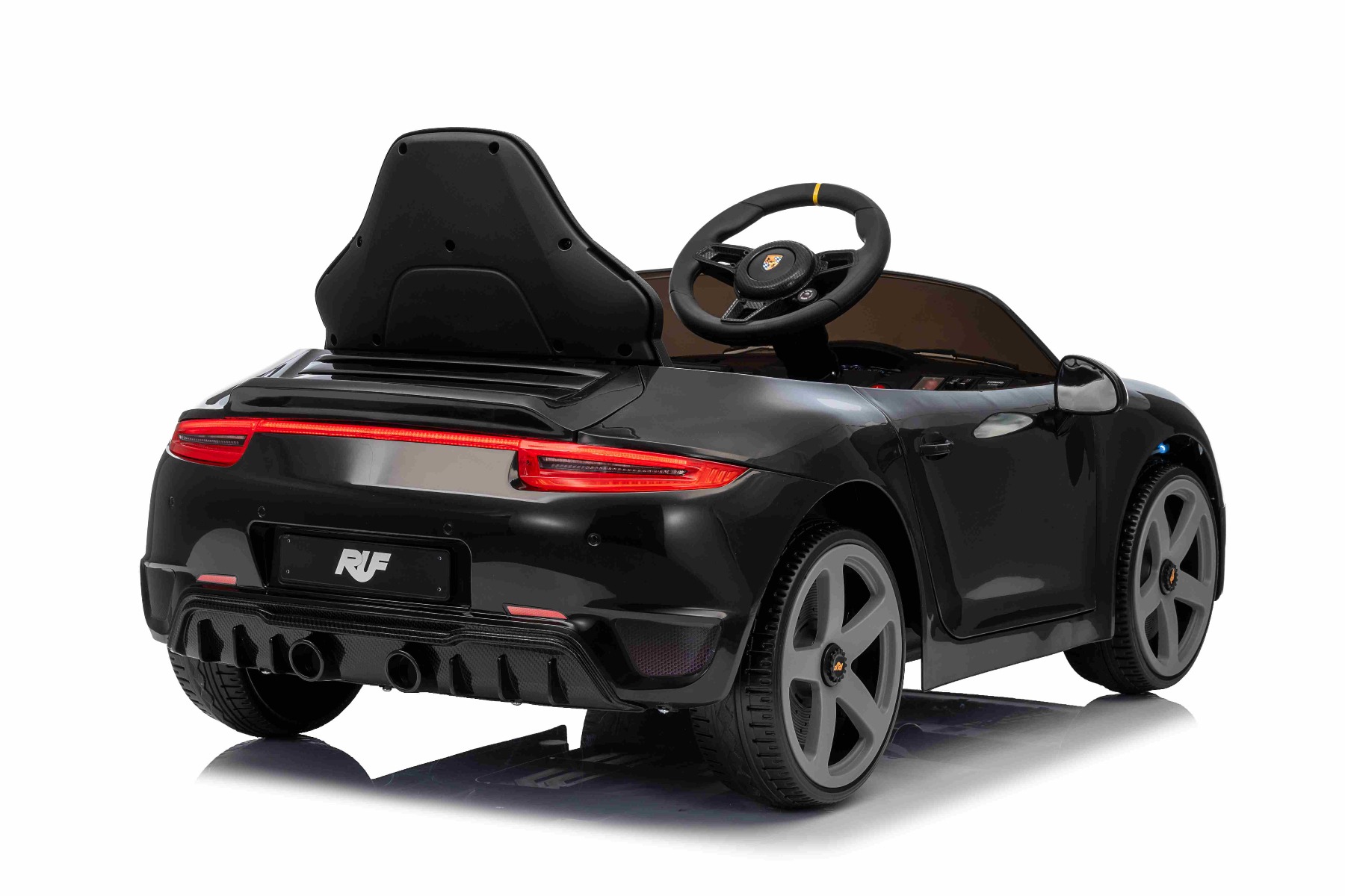Mașină electrică copii RUF GT 12V, negru, Uși care se deschid, Telecomandă 2.4 GHz, Lumini LED față și spate, Intrare USB/Aux, Baterie litiu, Motor 2 X 35W, Licență ORIGINALĂ - imagine 6