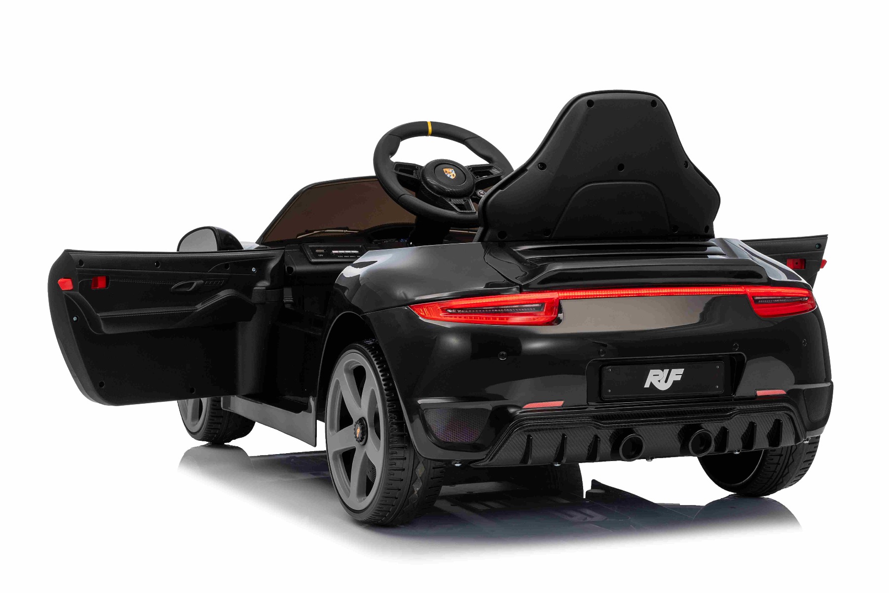 Mașină electrică copii RUF GT 12V, negru, Uși care se deschid, Telecomandă 2.4 GHz, Lumini LED față și spate, Intrare USB/Aux, Baterie litiu, Motor 2 X 35W, Licență ORIGINALĂ - imagine 12
