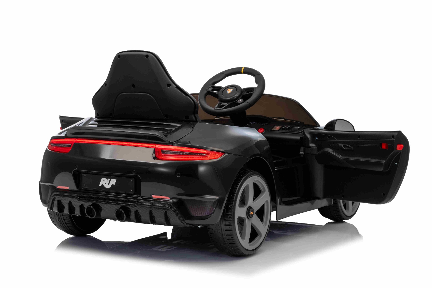 Mașină electrică copii RUF GT 12V, negru, Uși care se deschid, Telecomandă 2.4 GHz, Lumini LED față și spate, Intrare USB/Aux, Baterie litiu, Motor 2 X 35W, Licență ORIGINALĂ - imagine 14