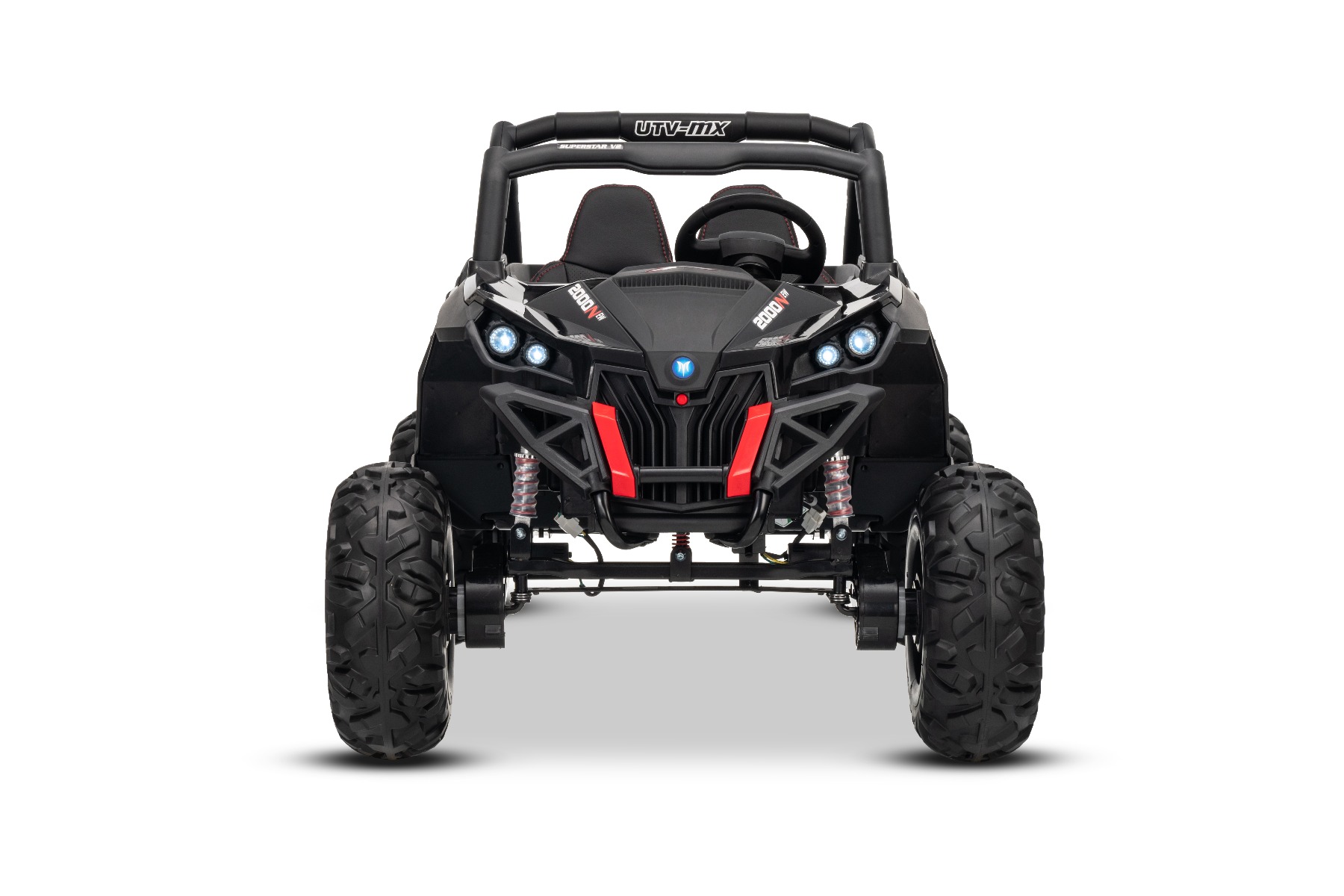 Mașinuță electrică de jucărie NEW RSX 24V, negru, tracțiune 4x4, baterie litiu, roți EVA, suspensii, scaun din piele artificială cu două locuri, telecomandă, player MP3 cu intrare USB/AUX - imagine 10