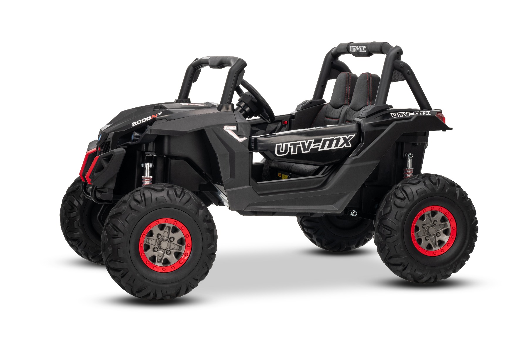 Mașinuță electrică de jucărie NEW RSX 24V, negru, tracțiune 4x4, baterie litiu, roți EVA, suspensii, scaun din piele artificială cu două locuri, telecomandă, player MP3 cu intrare USB/AUX - imagine 12