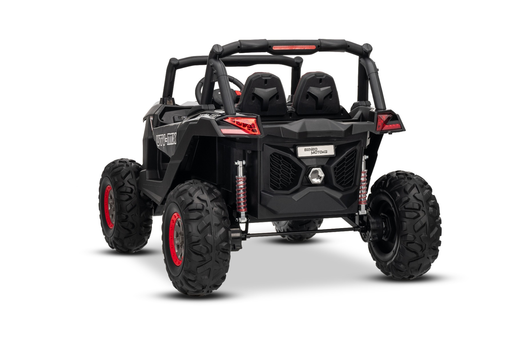 Mașinuță electrică de jucărie NEW RSX 24V, negru, tracțiune 4x4, baterie litiu, roți EVA, suspensii, scaun din piele artificială cu două locuri, telecomandă, player MP3 cu intrare USB/AUX - imagine 18