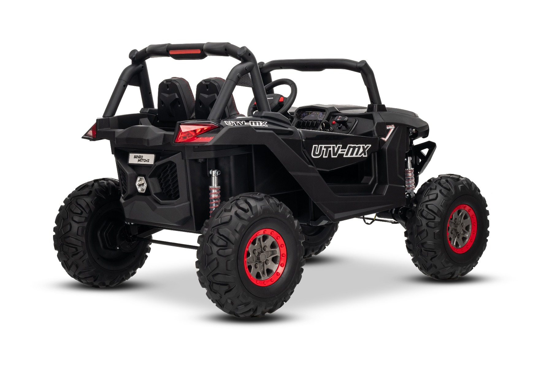 Mașinuță electrică de jucărie NEW RSX 24V, negru, tracțiune 4x4, baterie litiu, roți EVA, suspensii, scaun din piele artificială cu două locuri, telecomandă, player MP3 cu intrare USB/AUX - imagine 22