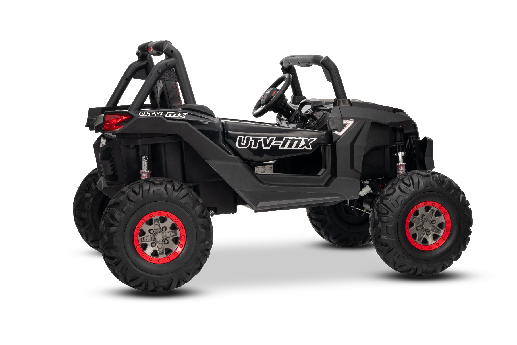 Mașinuță electrică de jucărie NEW RSX 24V, negru, tracțiune 4x4, baterie litiu, roți EVA, suspensii, scaun din piele artificială cu două locuri, telecomandă, player MP3 cu intrare USB/AUX - imagine 24