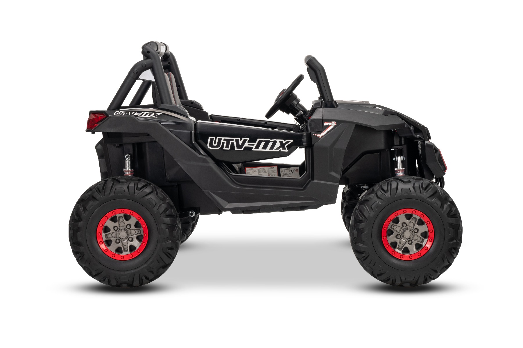 Mașinuță electrică de jucărie NEW RSX 24V, negru, tracțiune 4x4, baterie litiu, roți EVA, suspensii, scaun din piele artificială cu două locuri, telecomandă, player MP3 cu intrare USB/AUX - imagine 25