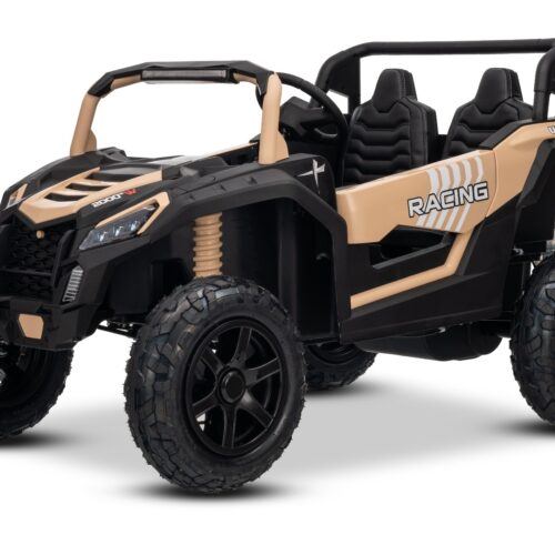 Mașina electrica copii UTV XXL 24V, kaki, cu două locuri, motor cu diferențial, roți gonflabile din cauciuc, punți spate cu suspensii, frână pe disc, scaun căptușit, volan reglabil, bluetooth, player MP3 cu intrare USB/SD