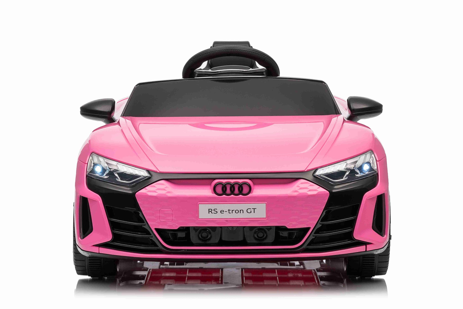 Maşinuţa electrica copii Audi RS E-tron GT 12V, roz, scaun lat, telecomandă 2.4 GHz, intrare USB / AUX, Bluetooth, suspensie, baterie litiu, lumini LED, motor 2 x 25W, licență ORIGINALĂ - imagine 2