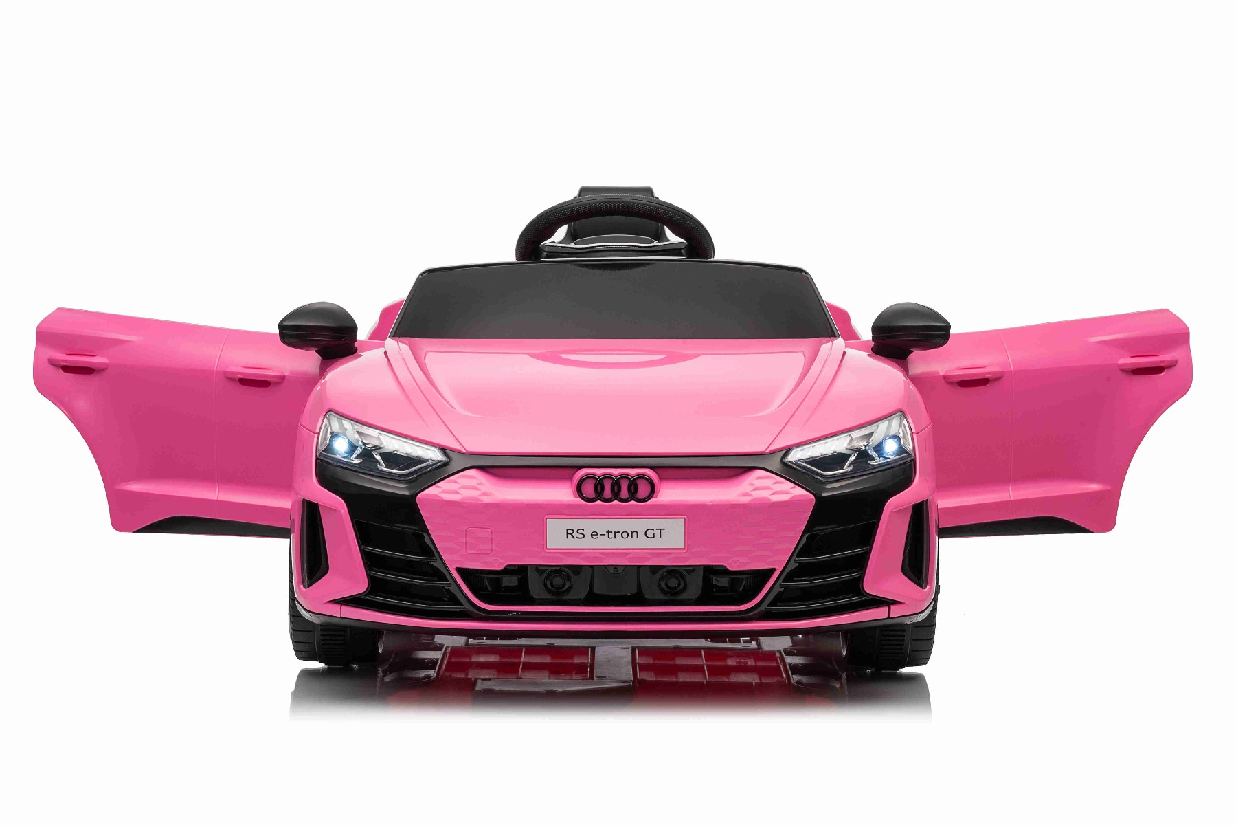 Maşinuţa electrica copii Audi RS E-tron GT 12V, roz, scaun lat, telecomandă 2.4 GHz, intrare USB / AUX, Bluetooth, suspensie, baterie litiu, lumini LED, motor 2 x 25W, licență ORIGINALĂ