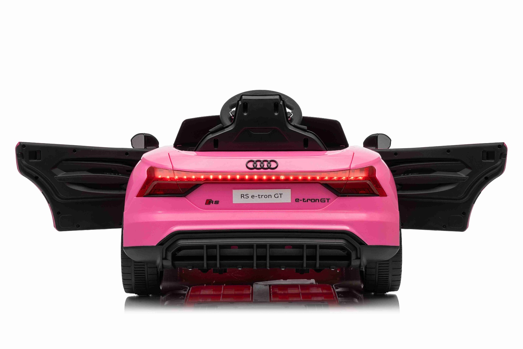 Maşinuţa electrica copii Audi RS E-tron GT 12V, roz, scaun lat, telecomandă 2.4 GHz, intrare USB / AUX, Bluetooth, suspensie, baterie litiu, lumini LED, motor 2 x 25W, licență ORIGINALĂ - imagine 8