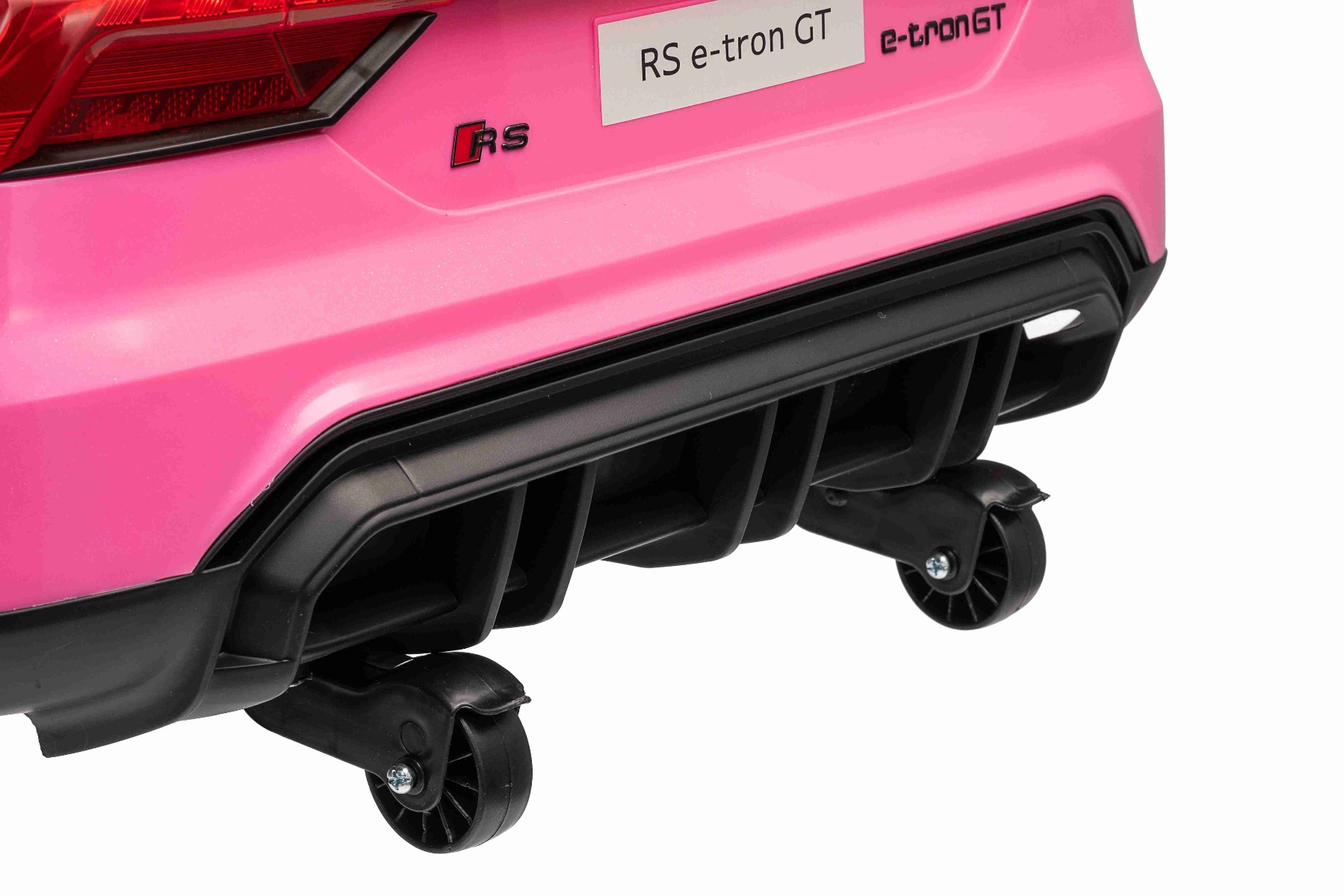 Maşinuţa electrica copii Audi RS E-tron GT 12V, roz, scaun lat, telecomandă 2.4 GHz, intrare USB / AUX, Bluetooth, suspensie, baterie litiu, lumini LED, motor 2 x 25W, licență ORIGINALĂ - imagine 17