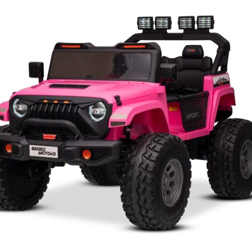 Maşinuţa electrica copii OFFRIDE 4×4² cu două locuri, 24V, roz, player MP3 cu intrare USB/AUX, transmisie 4×4, baterie litiu, roți EVA cu suspensie, telecomandă, lumini LED