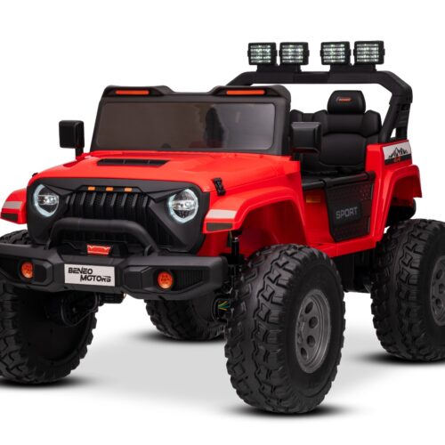 Maşinuţa electrica copii OFFRIDE 4×4² cu două locuri, 24V, roșu, player MP3 cu intrare USB/AUX, transmisie 4×4, baterie litiu, roți EVA cu suspensie, telecomandă, lumini LED