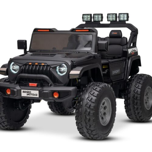 Maşinuţa electrica copii OFFRIDE 4×4² cu două locuri, 24V, negru, player MP3 cu intrare USB/AUX, transmisie 4×4, baterie litiu, roți EVA cu suspensie, telecomandă, lumini LED