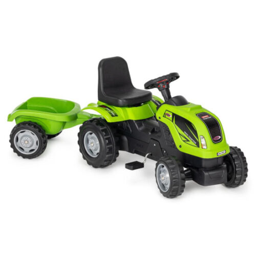 TRACTOR CU REMORCĂ ȘI PEDALE RDB-01-011 VERDE, PENTRU COPII